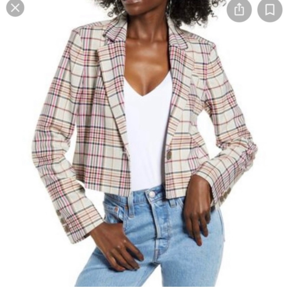 Leith Plaid Cropped Blazer
